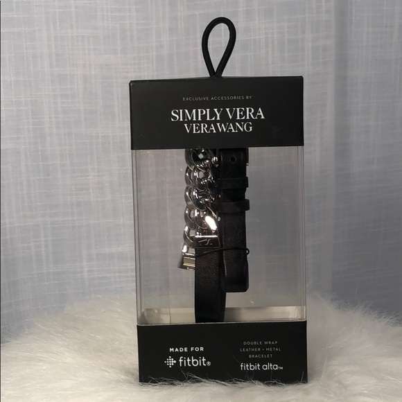 Simply Vera Wang Double Wrap Leather Metal Fitbit - Picture 2 of 8